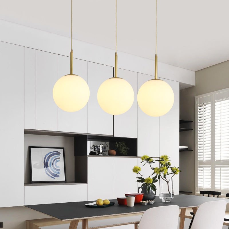 Modern Simple Atmosphere Dining Table Glass Orb Chandelier