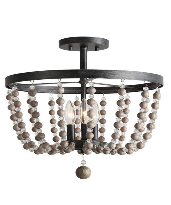 Rustic Polymian Wooden Bead Lamp