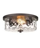 Rustic Vintage Ceiling Light LED Clear Glass Stone Pattern